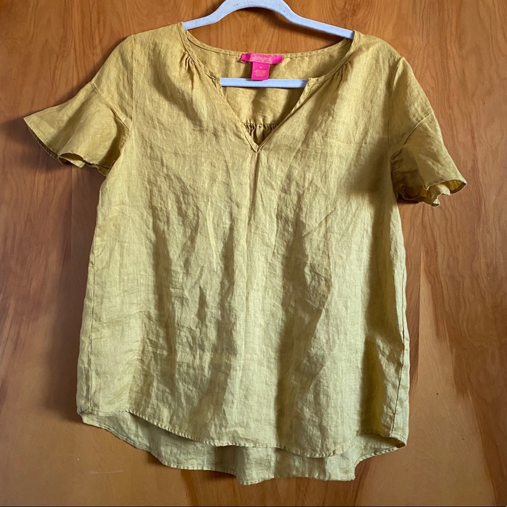 Yellow Ruffle Sleeve Top